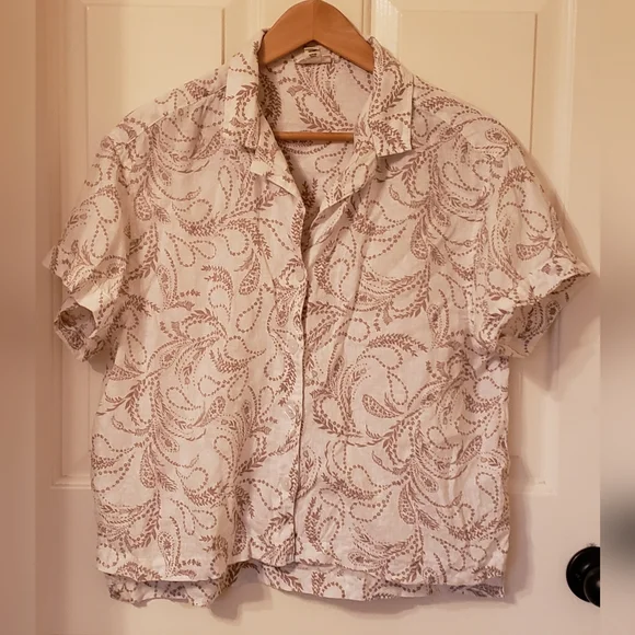 Womens a.n.a (a new approach) linen short sleeve blouse size S - Picture 4 of 7